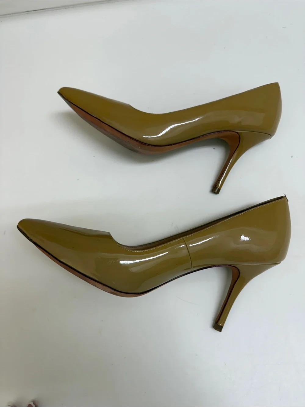 Cole Haan Patent Pointed-Toe Pumps in Mustard